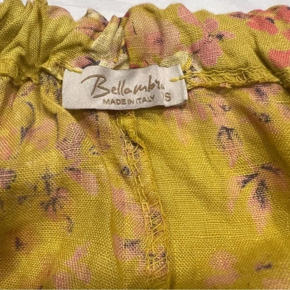 Bellambria Yellow Floral Linen Dress Sz-XS - Picture 8 of 9